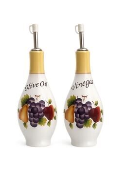 Vintage Home Interiors Sonoma Villa Ceramic Olive Oil & Vinegar Cruet Set - NEW
